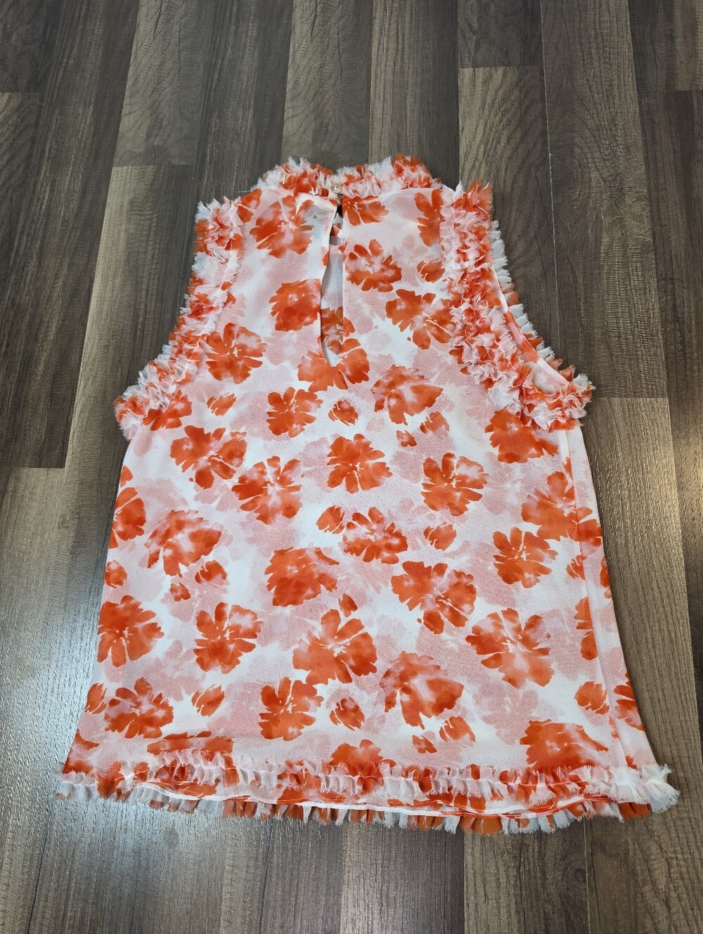 MISA Los Angeles Frayed Ruffle Floral Blouse Top Boho Cottagecore Resortwear. XS